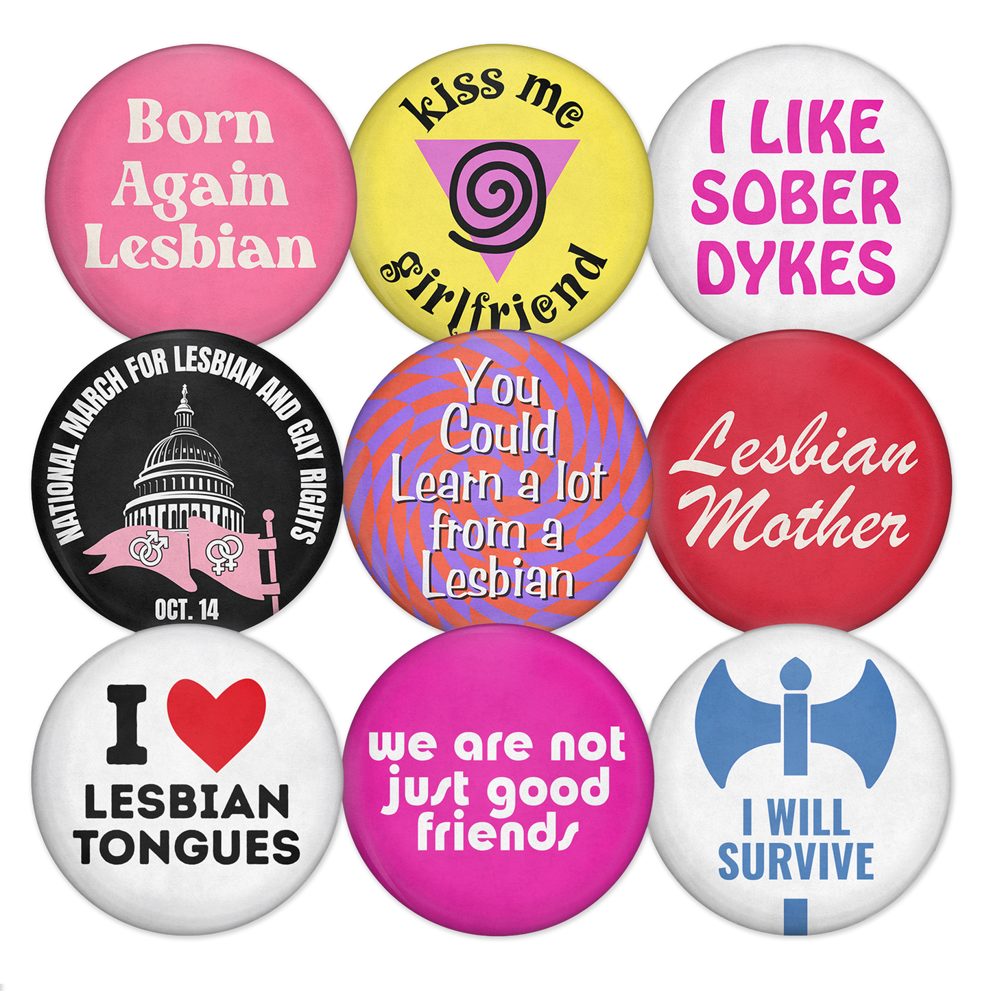 Lesbian Vintage Remake Buttons #3