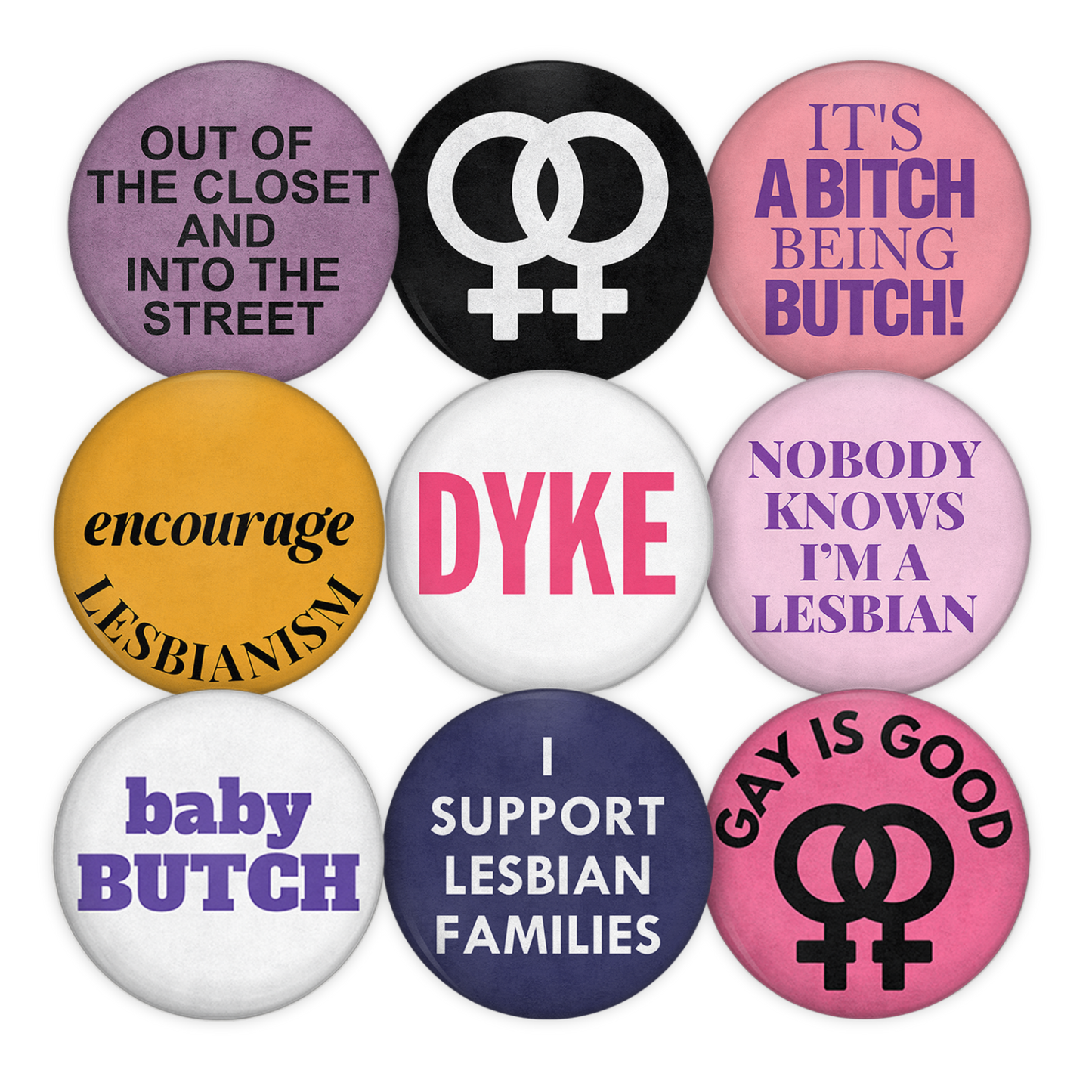 Lesbian Vintage Remake Buttons #2